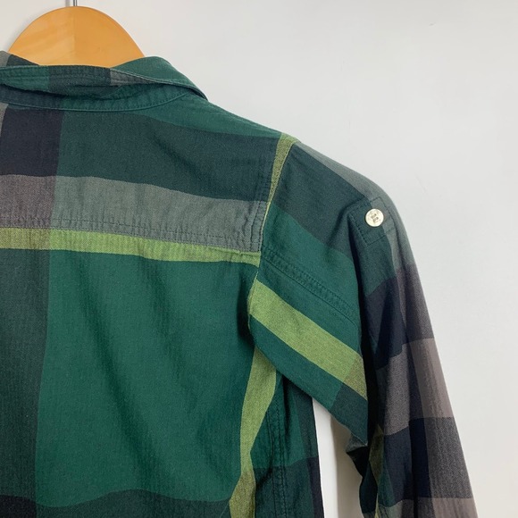 Burberry Kids Plaid Long Sleeve Button Up Shirt Green Grey Yellow Check Boys 7Y - Picture 6 of 16